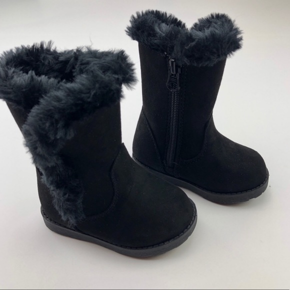 Cat & Jack Other - Black Boots with Faux Fur Sz 4 NWT